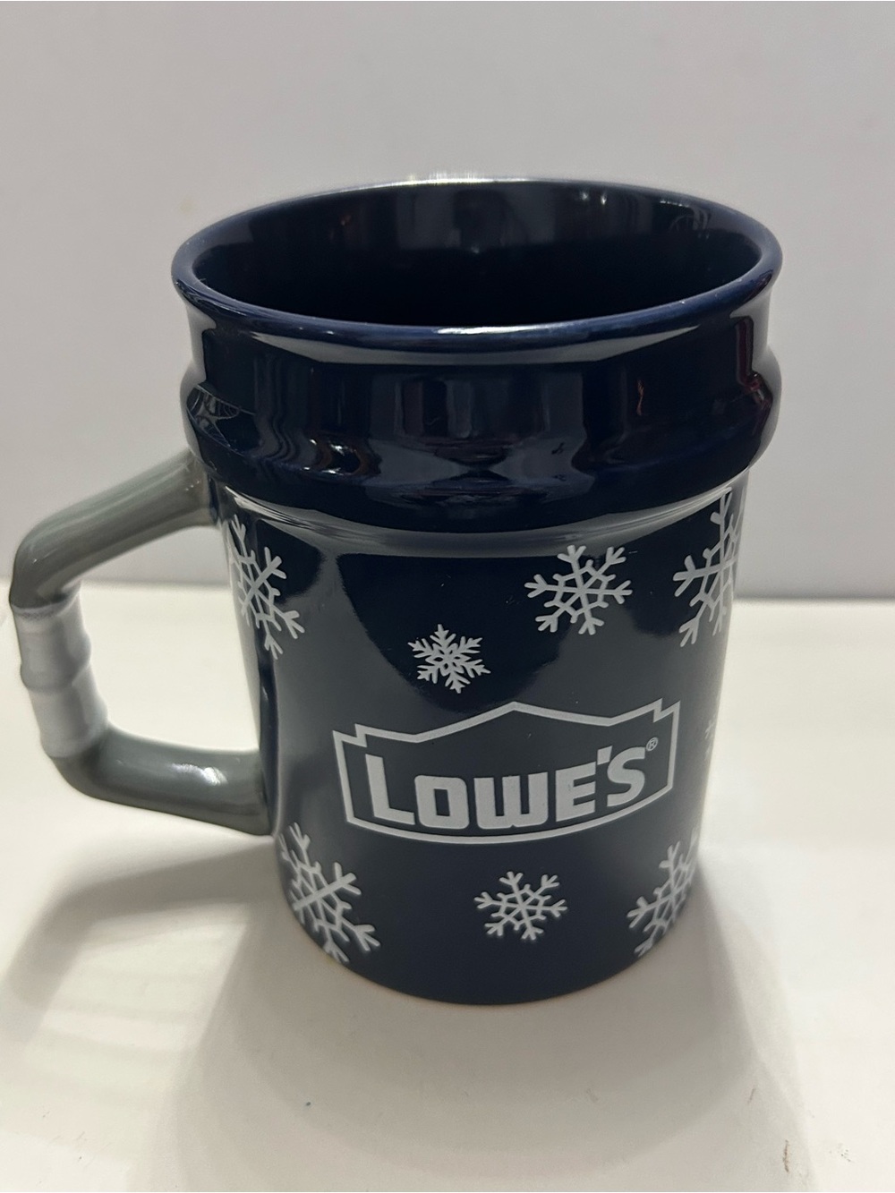 Bucket Coffee Mug Lowe’s Blue Ceramic Snowflake Limited Addition